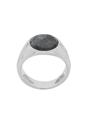 Oval Larvikite Sterling Silver Ring